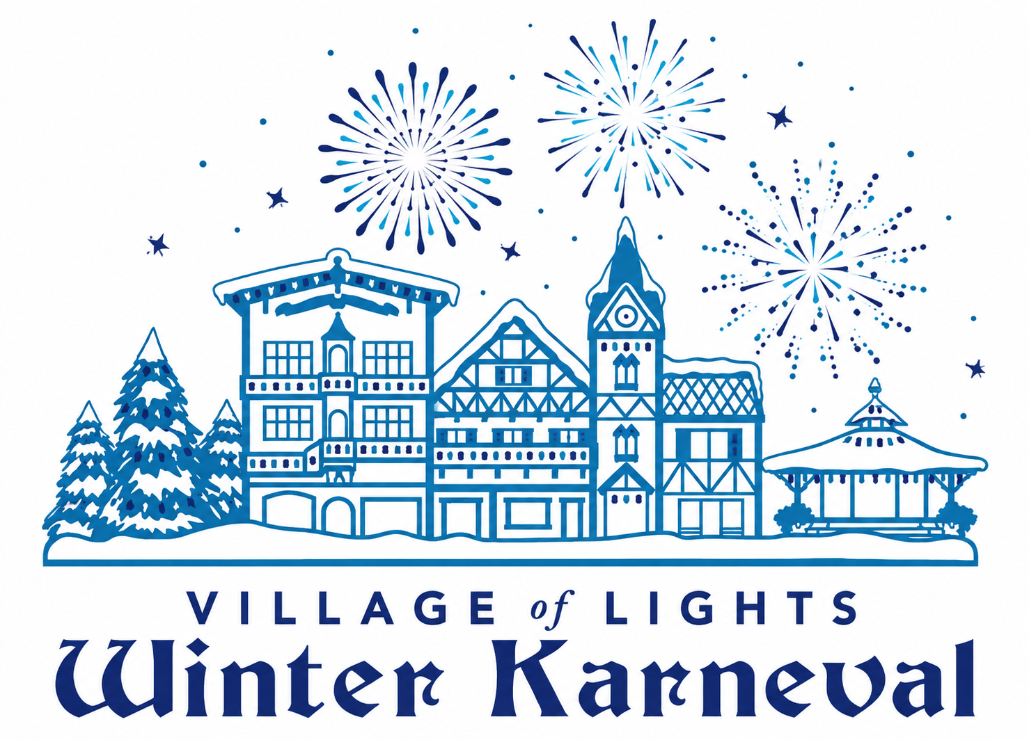 Winter Karneval celebration in snowy downtown Leavenworth Washington